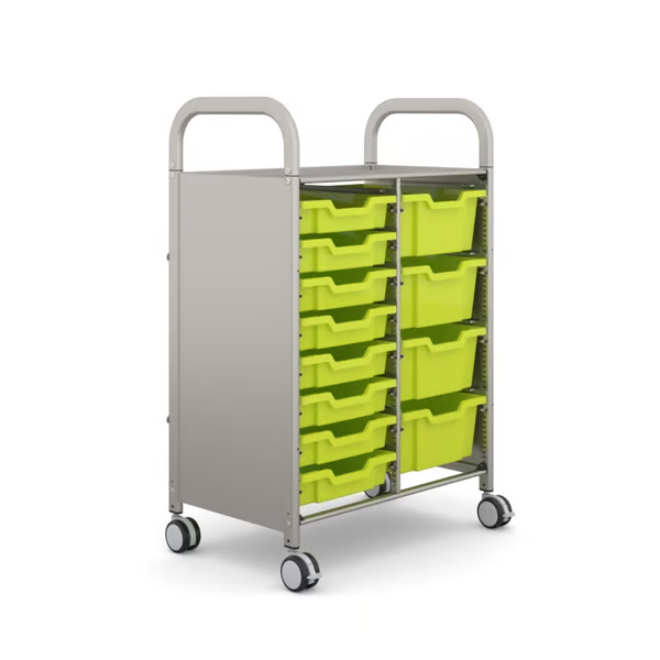 Gratnells Callero Plus Double Cart with Shallow and Deep Trays  40.9x18.5x41.5in