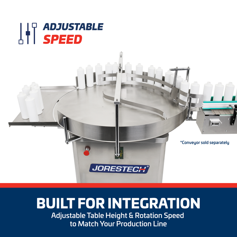 39" Stainless Steel Rotary Accumulation Table and Container Unscrambler