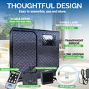 Durasage Health - Sauna infrarroja portátil Durasage de tamaño completo para el hogar | Infrarrojos con campos electromagnéticos ultrabajos | Iluminación LED, almohadilla térmica para pies, ventilador de cerámica (para 2 personas) 