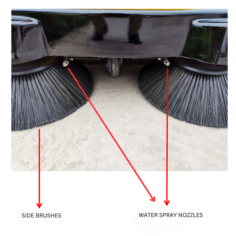 SM1050B 41.3" Battery Powered Walk-behind Floor Sweeper with Water Sprinklers, Triple Brushes