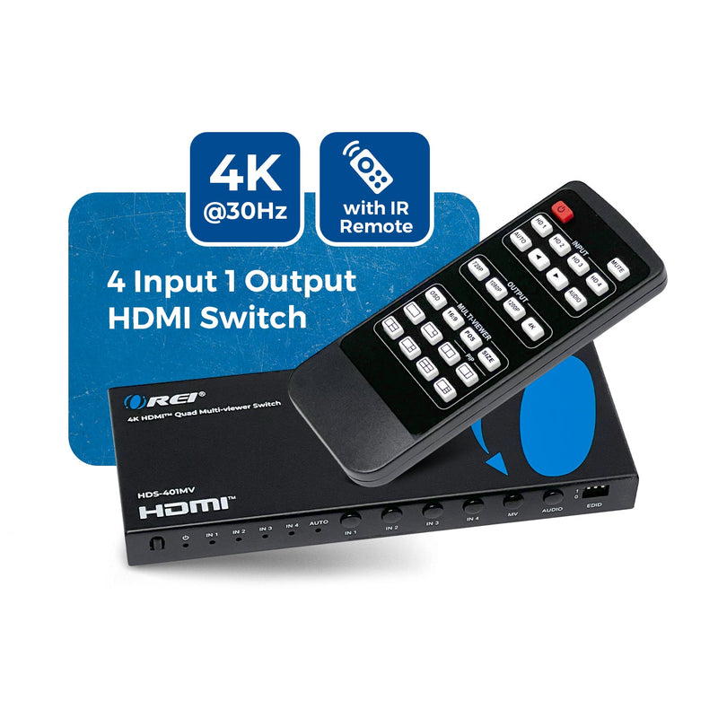 Conmutador HDMI 4x1 multivisor Ultra HD 4K con salida VGA (HDS-401MV)