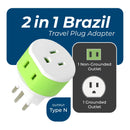 Adaptador de viaje para Brasil - 2 en 1 - Tipo N - Diseño compacto (US-11C)