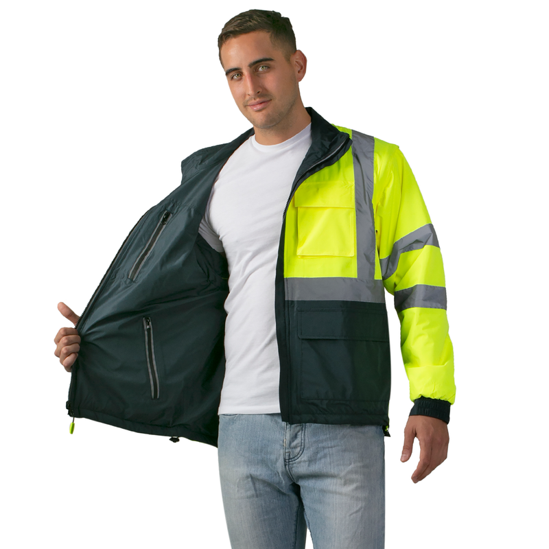 4 in 1 Hi-Vis Reversible Safety Jacket with Removable Sleeves