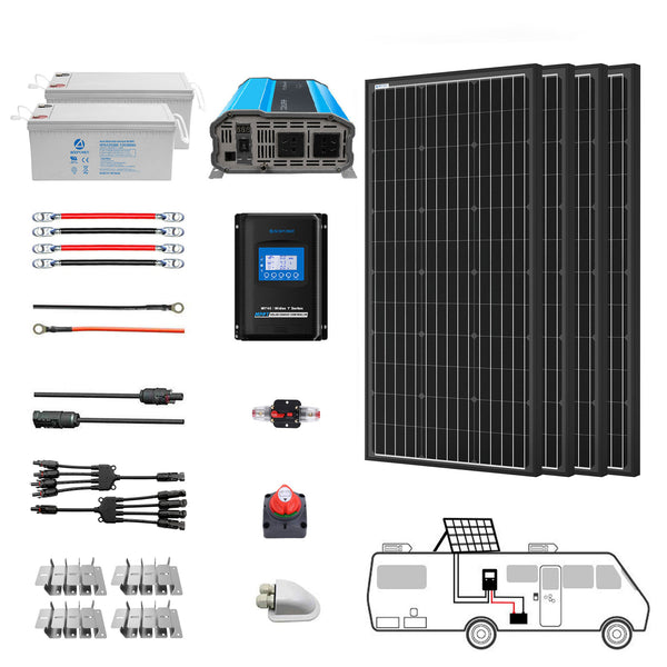 Acopower 100W mono
400Ah/3kW
(2x200Ah) Li400Ah M400w