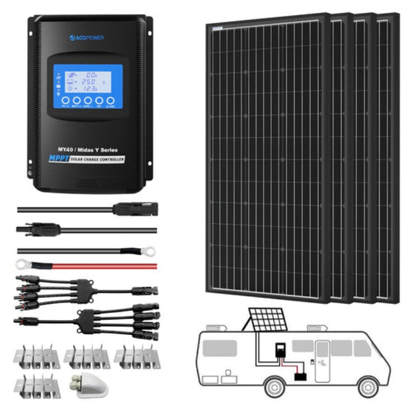 Acopower 100w mono kit
All Black 400w 40A