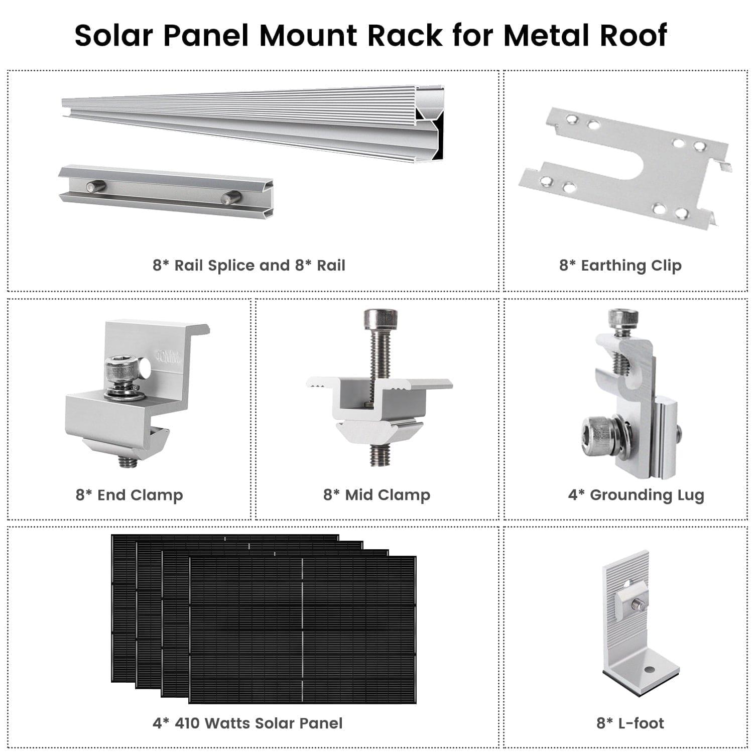 410 Watt Monocrystalline Solar Panel (4 Pack) With Solar Panel Mount R