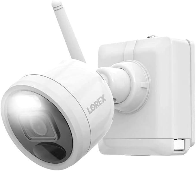 Cámara de seguridad para exteriores con batería y Wi-Fi adicional de 4,0 MP y 2K Lorex U424AA-E, color blanco