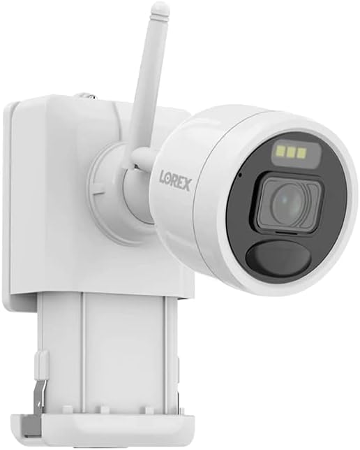 Cámara de seguridad para exteriores con batería y Wi-Fi adicional de 4,0 MP y 2K Lorex U424AA-E, color blanco