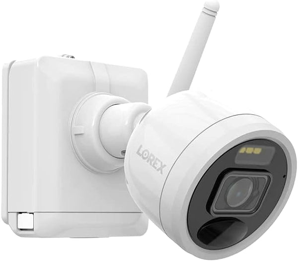 Cámara de seguridad para exteriores con batería y Wi-Fi adicional de 4,0 MP y 2K Lorex U424AA-E, color blanco
