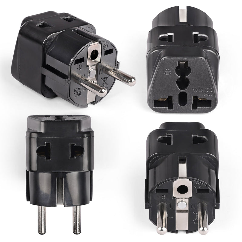Adaptador de viaje para Alemania y Francia - 2 en 1 - Tipo E/F - Diseño compacto (DB-9)