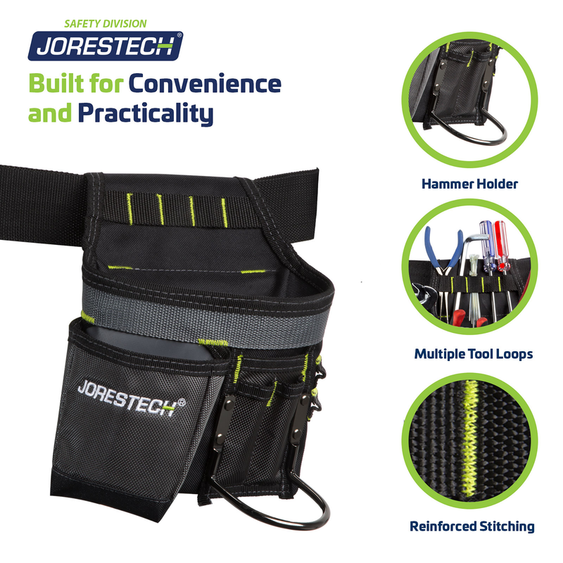 5 Pocket Tool Belt Pouch with Hammer Holder
