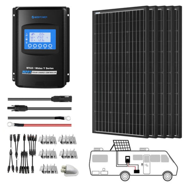 Acopower 100w mono kit
All Black 500w 40A