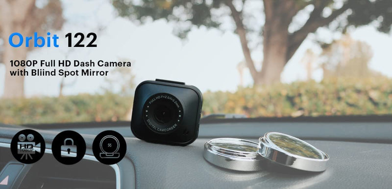 myGEKOgear by Adesso Orbit 122 Full HD 1080p Dash Cam, G-Sensor, and 2 Blindspot Mirrors Included