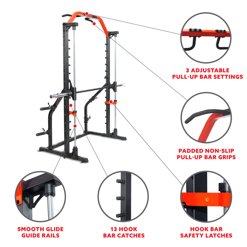 Rack para sentadillas con máquina Smith de Sunny Health &amp; Fitness Serie Essential II – SF-XF920021
