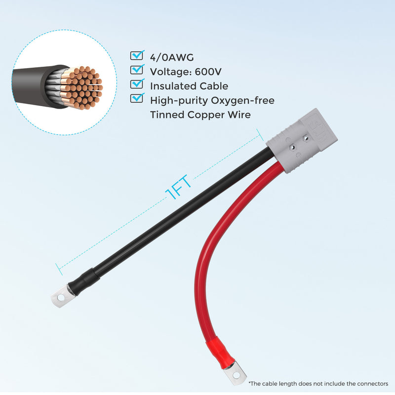 Renogy 1FT 4/0AWG Anderson Adapter Cable (Anderson SB350 - 3/8 Ring Lug)