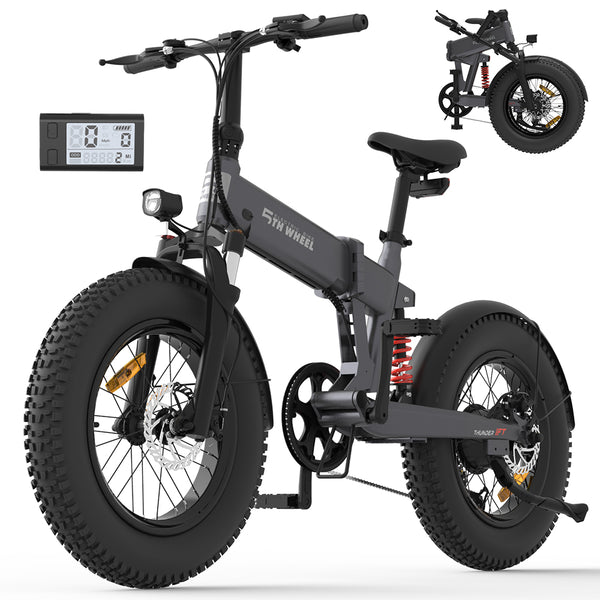 Bicicleta eléctrica Thunder de 1 pie con neumáticos anchos y 5 ruedas para adultos: motor de 1000 W de potencia máxima