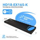 Extensor HDMI 1x8 sobre CAT6/7 hasta 50 m (salida en bucle, control IR y EDID) (HD18-EX165-K)