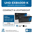 Extensor HDMI 4K con HDBaseT sobre CAT 6/7 hasta 400 pies con control IR y salida de bucle (UHD-EXB400R-K) 