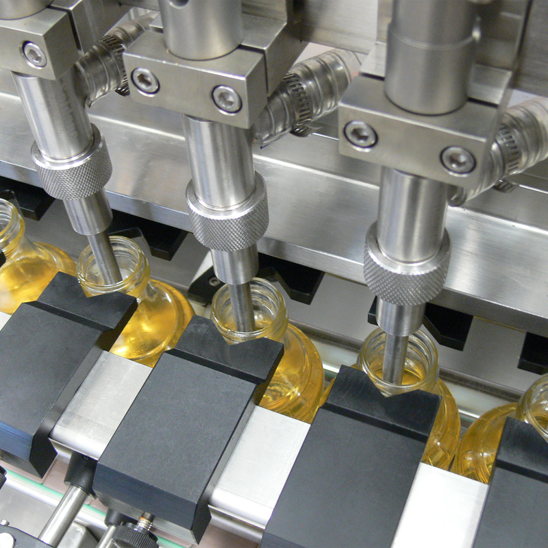 6 Head Inline Gravity Filling System with Conveyor - 1000 ml
