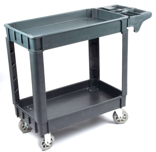 600 lbs Heavy Duty Plastic Rolling Utility Cart for Warehouse/Garage/Restaurants/Offices, HDPE Shelves, 5" Caster Wheels