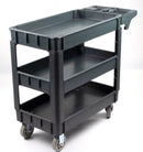 600 lbs Heavy Duty Plastic Rolling Utility Cart for Warehouse/Garage/Restaurants/Offices, HDPE Shelves, 5" Caster Wheels
