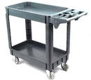 600 lbs Heavy Duty Plastic Rolling Utility Cart for Warehouse/Garage/Restaurants/Offices, HDPE Shelves, 5" Caster Wheels