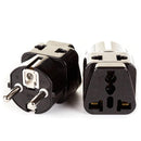 Adaptador de enchufe OREI 2 en 1 de EE. UU. a Europa (Schuko, tipo E/F) - Paquete de 2, color negro