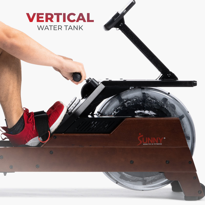 Máquina de remo vertical de madera con sistema de remo en el agua Sunny Health &amp; Fitness - SF-RW522075