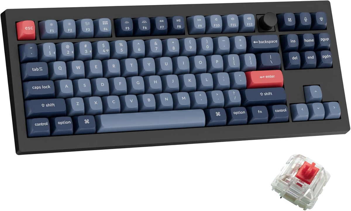 Keychron V3 Max Swappable RGB Backlight Red Switch Keyboard - Black -