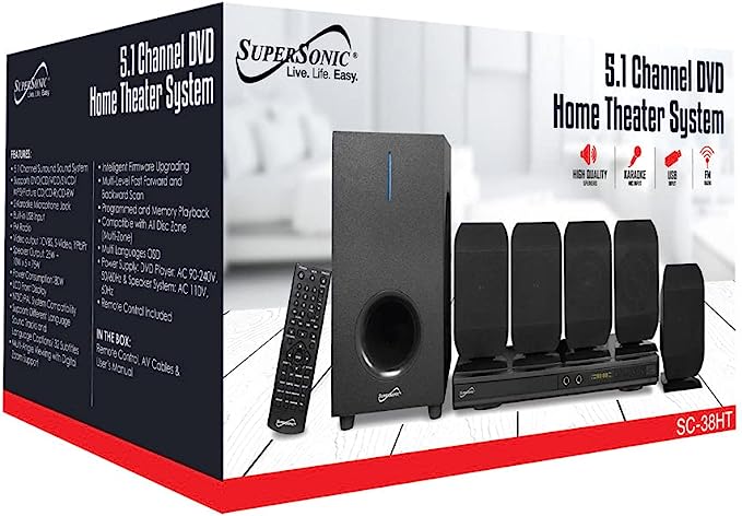 Supersonic 5.1 Channel DVD Home Theater System w/ Karaoke Function