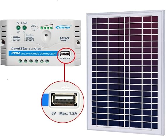 Acopower 35W 12V Solar Charger Kit, 5A Charge Controller with Alligator Clips