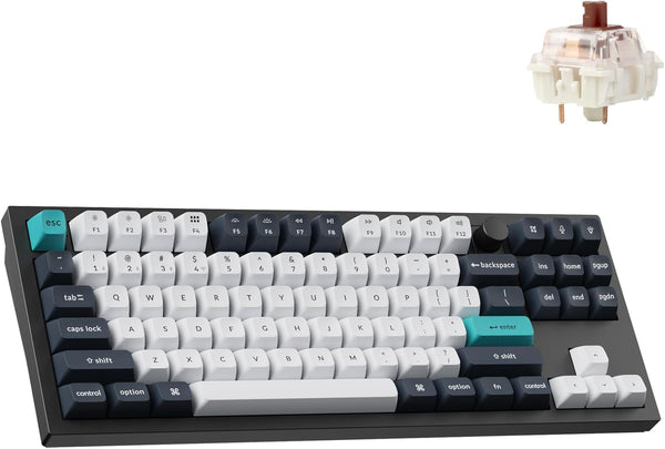 Teclado Keychron Q3 Max con retroiluminación RGB intercambiable y perilla marrón - Negro