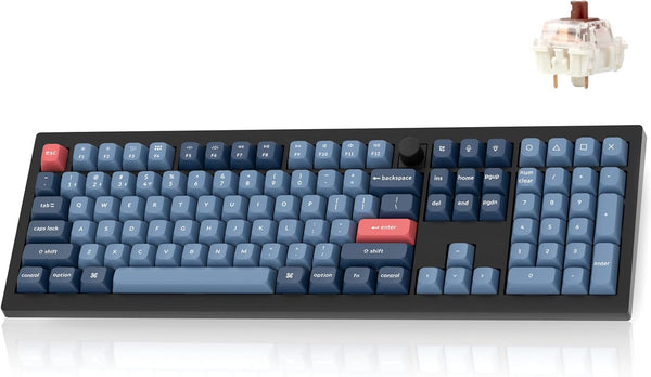 Teclado Keychron V6 Max con retroiluminación RGB intercambiable y interruptores marrones - Negro - Versión con perilla