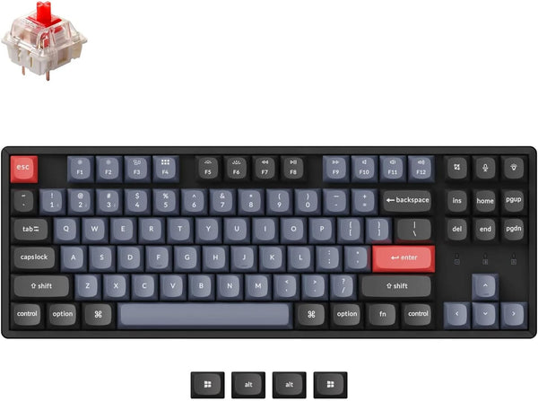 Keychron K8 Pro - Interruptor de aluminio rojo con retroiluminación RGB intercambiable - Negro