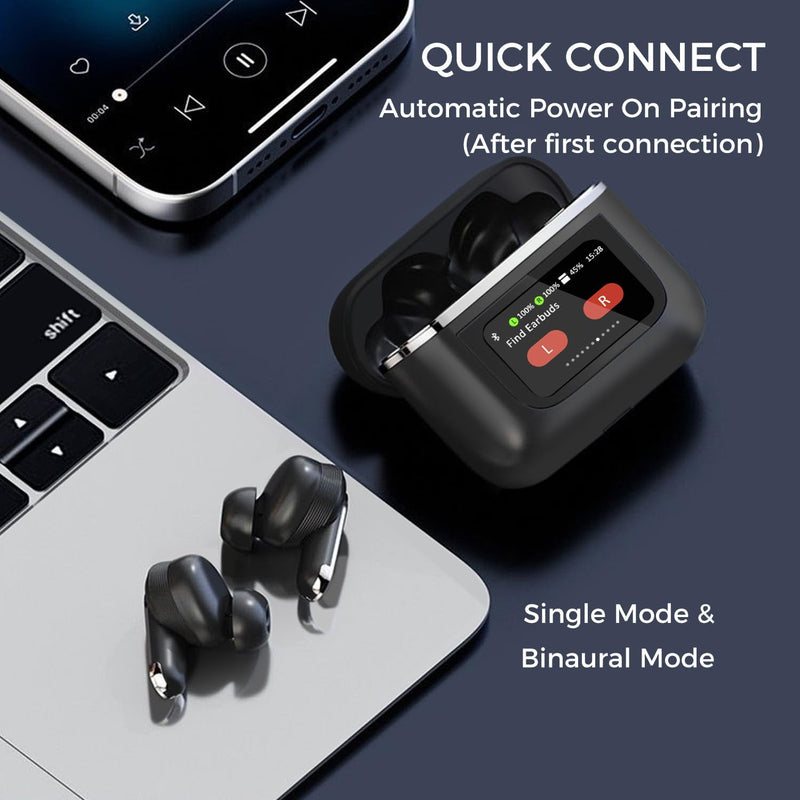 Sungale Wireless Earbuds with LCD Full-color Touch Screen