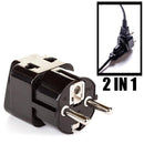 Adaptador de enchufe OREI 2 en 1 de EE. UU. a Europa (Schuko, tipo E/F) - Paquete de 2, color negro