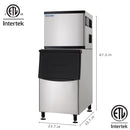 EQCHEN 350 lb Ice Maker Commercial Ice Machine with 230 lb Ice Bin