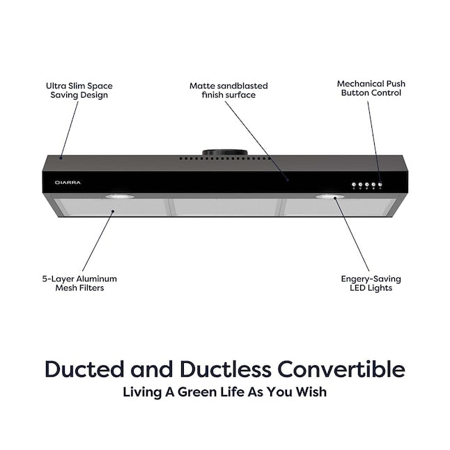 CIARRA 30 Inch Under Cabinet Range Hood CAB75905-OW