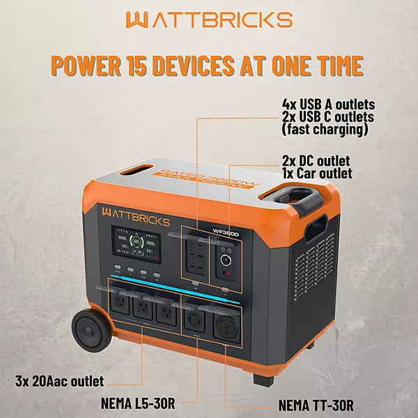 Wattbricks WF3600 Power Station | Wellbots | Free Shipping