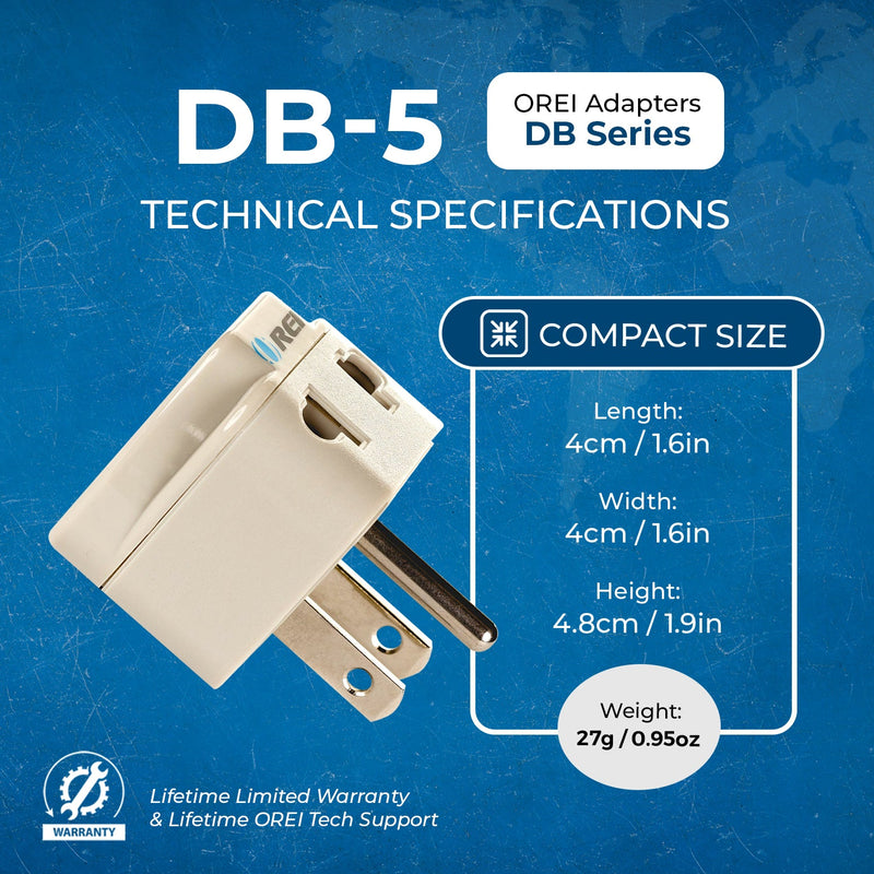 Adaptador de viaje para Japón y Filipinas - 2 en 1 - Tipo B - Diseño compacto (DB-5)