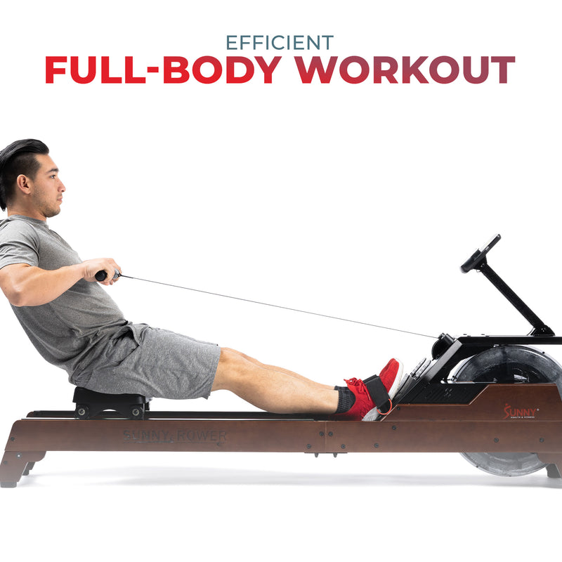 Máquina de remo vertical de madera con sistema de remo en el agua Sunny Health &amp; Fitness - SF-RW522075