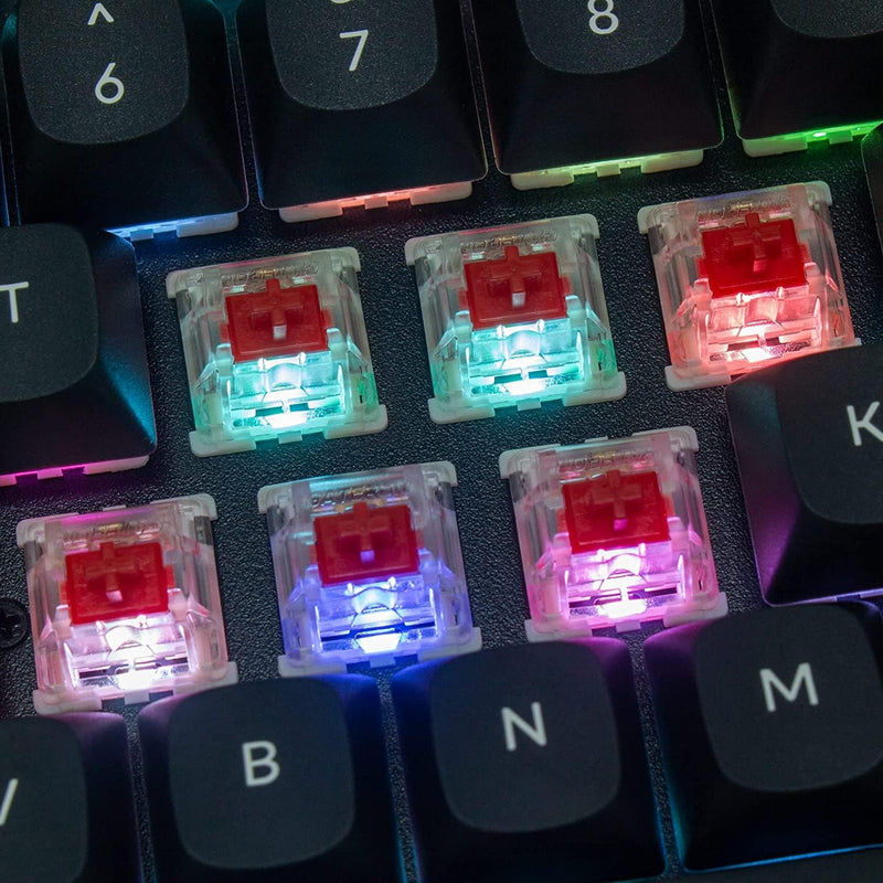 Keychron K8 Pro - Interruptor de aluminio rojo con retroiluminación RGB intercambiable - Negro