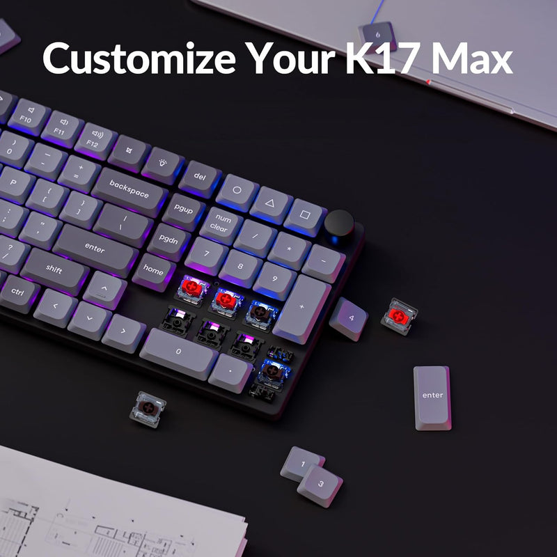 Teclado Keychron K17 Max con interruptor rojo, retroiluminación RGB y Gateron intercambiable