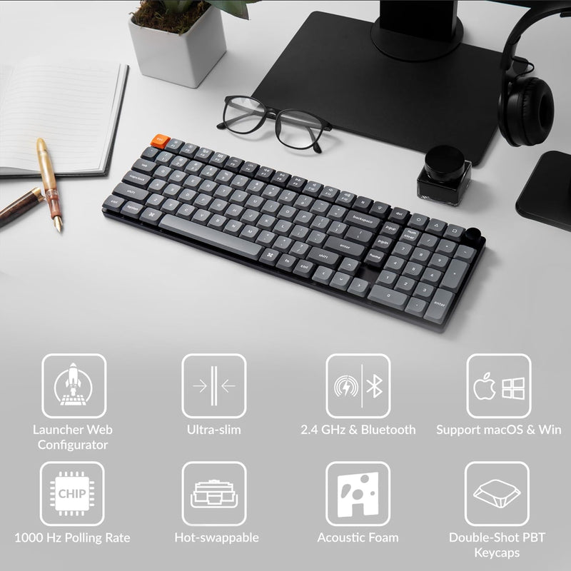 Teclado Keychron K17 Max con interruptor rojo, retroiluminación RGB y Gateron intercambiable