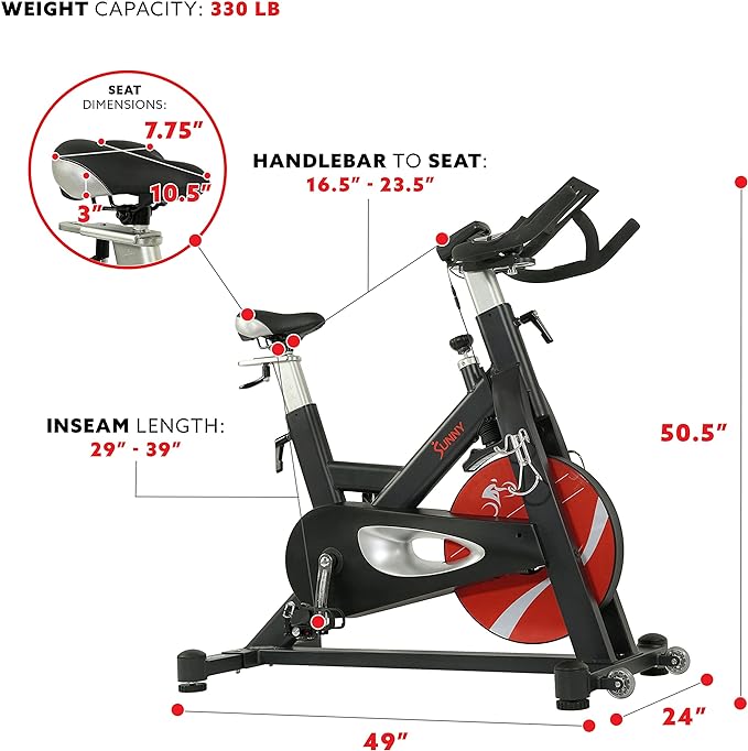 Sunny Health & Fitness Evolution Pro II Magnetic Belt Drive Indoor Cycling Bike - SF-B1986