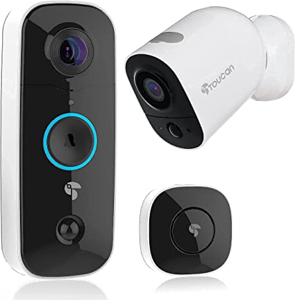 Conjunto de cámara con reflector Toucan Security y timbre con video inalámbrico