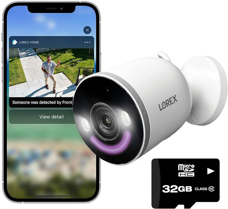 Cámara de seguridad Wi-Fi para interiores y exteriores Lorex W881AAD-E 4K con iluminación de seguridad inteligente