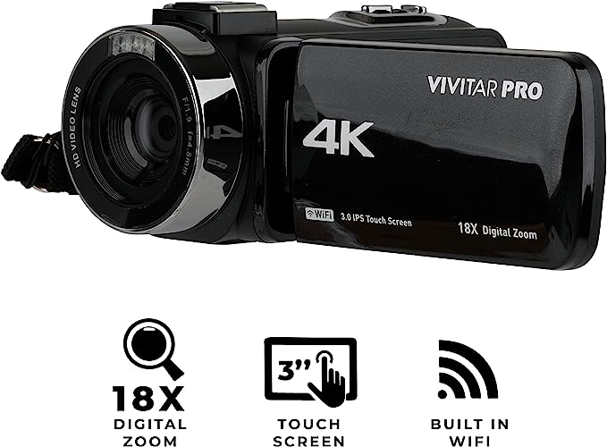 Vivitar 4K Camcorder w/ 3" Rotational LCD
