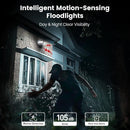 Cámara reflectora con cable AOSU de 2600 lúmenes de brillo, ángulo de detección de 270° y protección para vehículos.