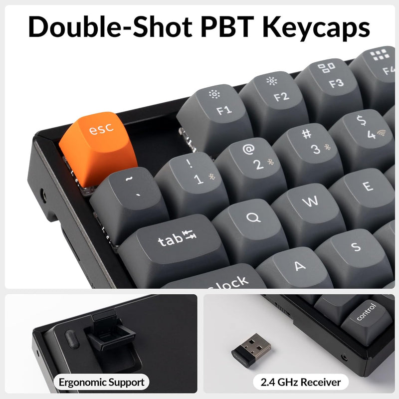 Teclado Keychron K8 Max con retroiluminación RGB intercambiable, interruptores rojos de aluminio - Negro